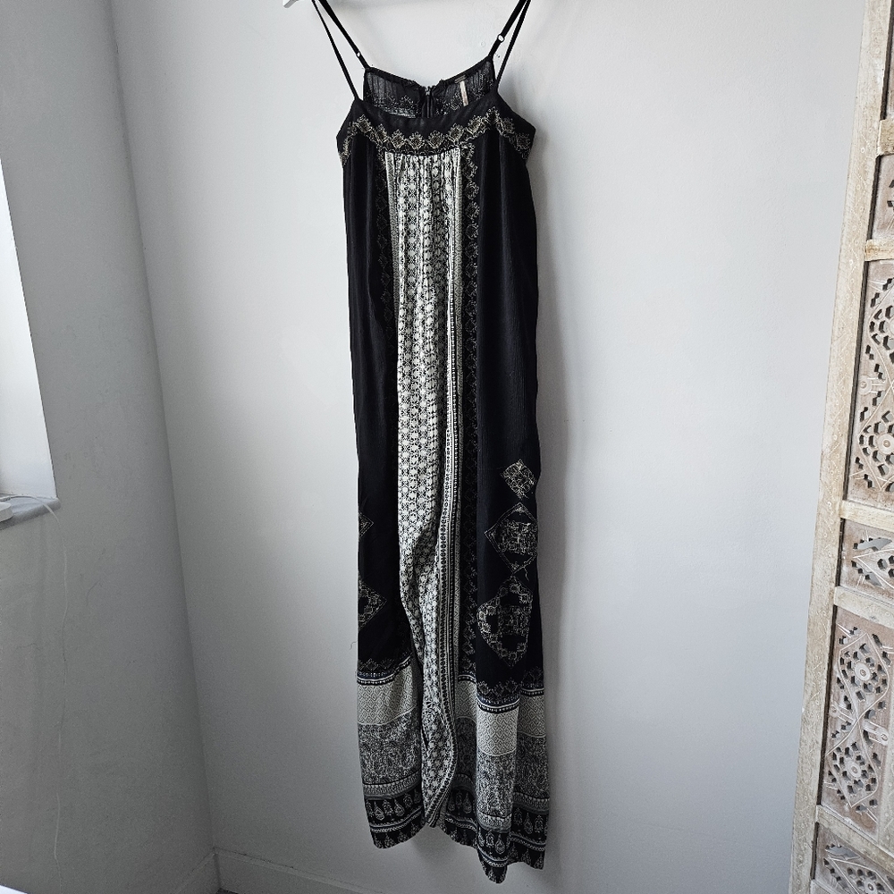 Free People Hazel Black & Wite Mixed Print Overall Wide Leg One-Piece - Picture 6 of 15